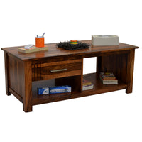 TimberTaste Sheesham Wood 1 Draw with shelves BOSCO Natural Teak Coffee Center Table Teapoy