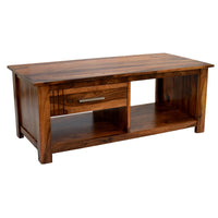 TimberTaste Sheesham Wood 1 Draw with shelves BOSCO Natural Teak Coffee Center Table Teapoy