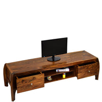 TimberTaste Sheesham Wood BOW TV Cabinet Natural teak Finish.