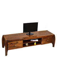 TimberTaste Sheesham Wood BOW TV Cabinet Natural teak Finish.