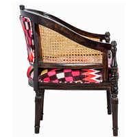 TimberTaste CANE Red Abstract Design Lounge Cafetaria Accent Patio Chair Solid Wood Walnut Finish Frame.