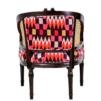TimberTaste CANE Red Abstract Design Lounge Cafetaria Accent Patio Chair Solid Wood Walnut Finish Frame.