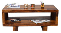 Timbertaste Sheesham Solid Wood CARBON Natural Teak Finish Coffee Center Table Teapoy, Sheesham wood coffee table, rosewood, center table, solid wood table, teapoy, fish tank stand Teak Finish