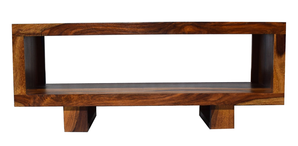 Timbertaste Sheesham Solid Wood CARBON Natural Teak Finish Coffee Center Table Teapoy, Sheesham wood coffee table, rosewood, center table, solid wood table, teapoy, fish tank stand Teak Finish