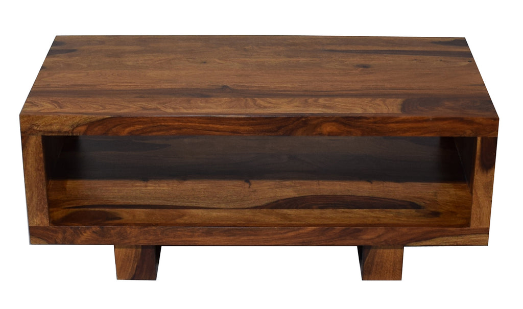 Timbertaste Sheesham Solid Wood CARBON Natural Teak Finish Coffee Center Table Teapoy, Sheesham wood coffee table, rosewood, center table, solid wood table, teapoy, fish tank stand Teak Finish