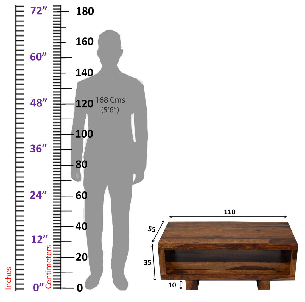 Timbertaste Sheesham Solid Wood CARBON Natural Teak Finish Coffee Center Table Teapoy, Sheesham wood coffee table, rosewood, center table, solid wood table, teapoy, fish tank stand Teak Finish