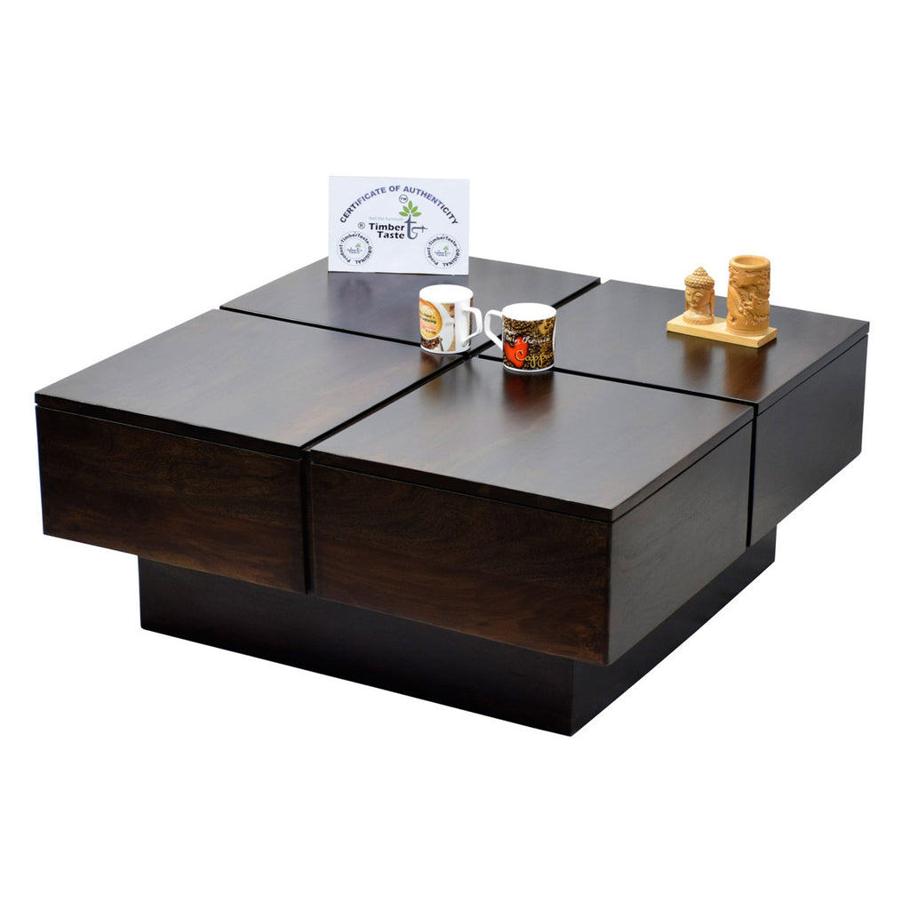 TimberTaste Shesham Wood CENTO Coffee table Dark Walnut