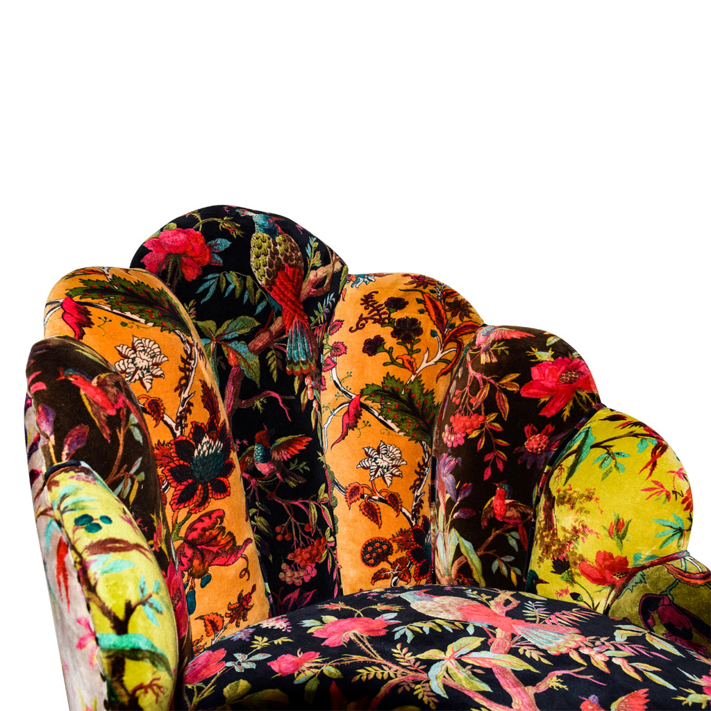 Peacock chair printed on micro velvet fabric TimberTaste