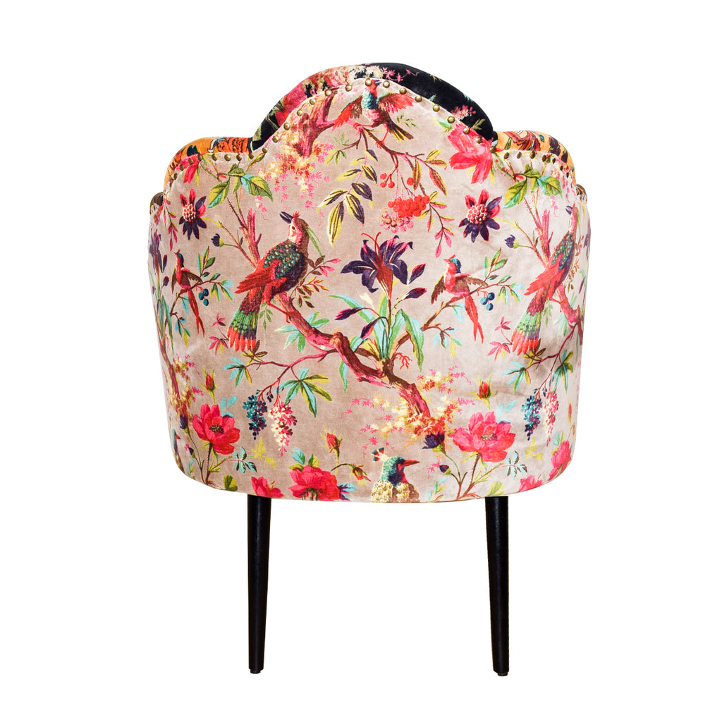 Peacock chair printed on micro velvet fabric