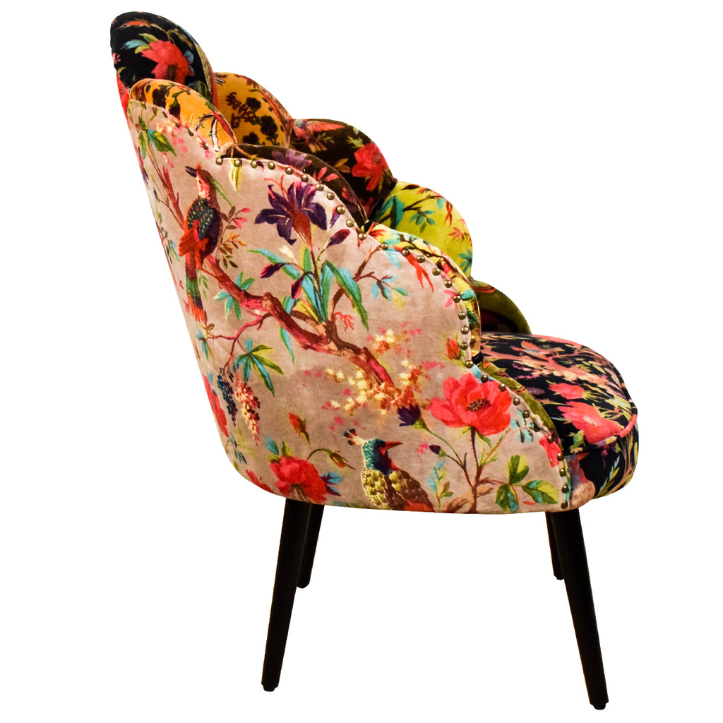 Peacock chair printed on micro velvet fabric