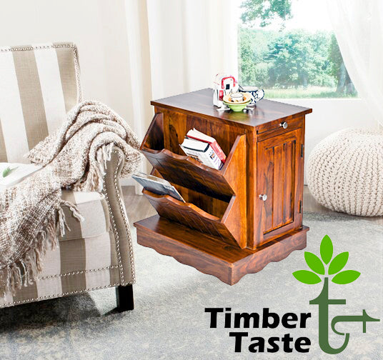 TimberTaste Sheesham Wood CLARA Side Table Natural Teak Finish