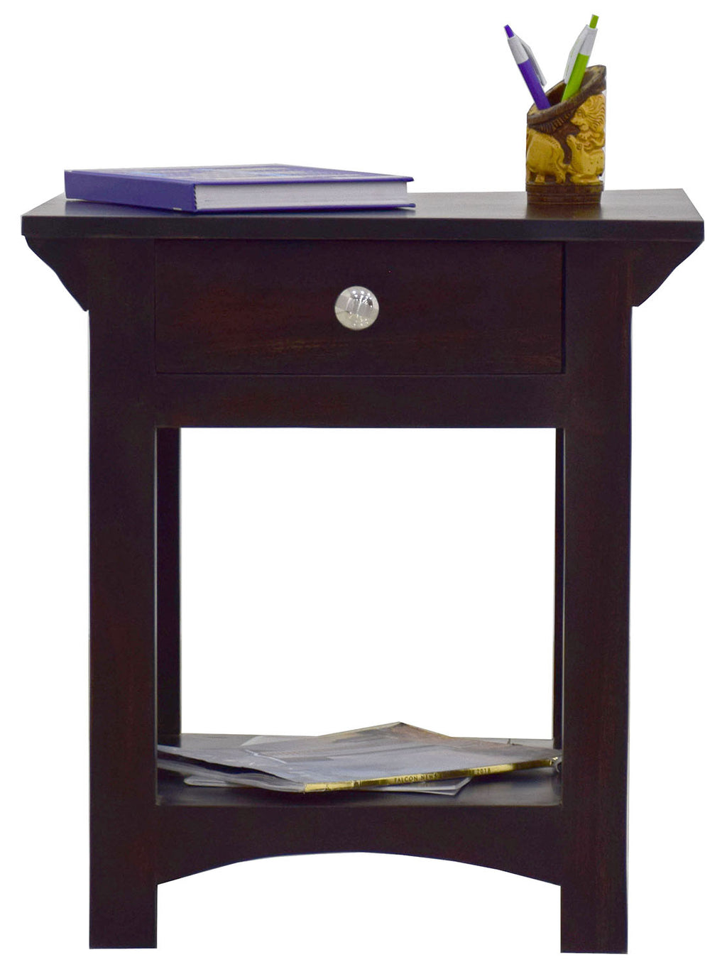 TimberTaste COOPER Solid Wood End Table in Natural Teek And Dark Walnut Finish, corner table, end table, accent table, solid wood table, telephone table, fish tank stand, wooden table, sofa table, bedside table,Teek Finish.