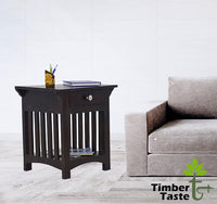 TimberTaste Sheesham Wood 1 Draw Cooper Dark Walnut Finish Side End Corner Table