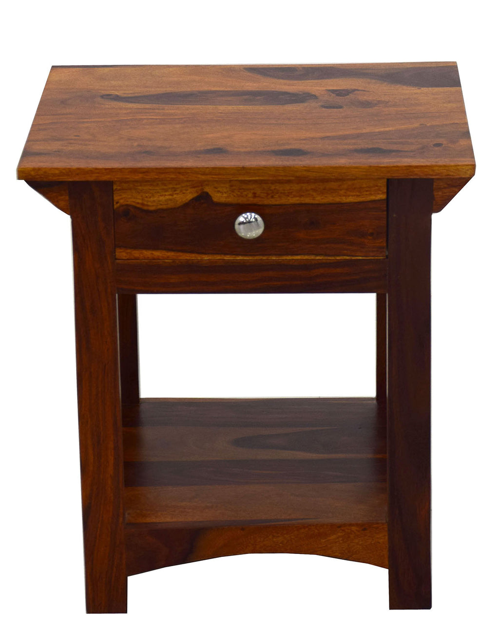 TimberTaste COOPER Solid Wood End Table in Natural Teek And Dark Walnut Finish, corner table, end table, accent table, solid wood table, telephone table, fish tank stand, wooden table, sofa table, bedside table,Teek Finish.