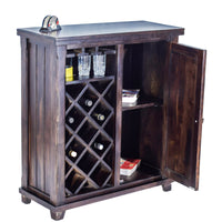 TimberTaste Sheesham Wood Bar Cabinet Wine Rack (Dark Walnut Finish).