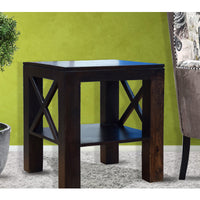 TimberTaste Sheesham Wood CROSS Side Table Dark Walnut Finish