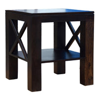 TimberTaste Sheesham Wood CROSS Side Table Dark Walnut Finish