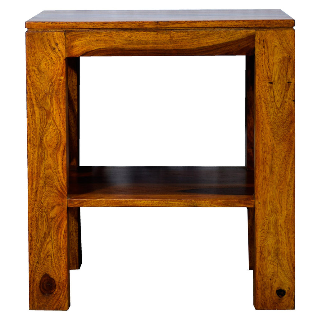 TimberTaste Sheesham Wood CROSS Side Table Natural Teak Finish