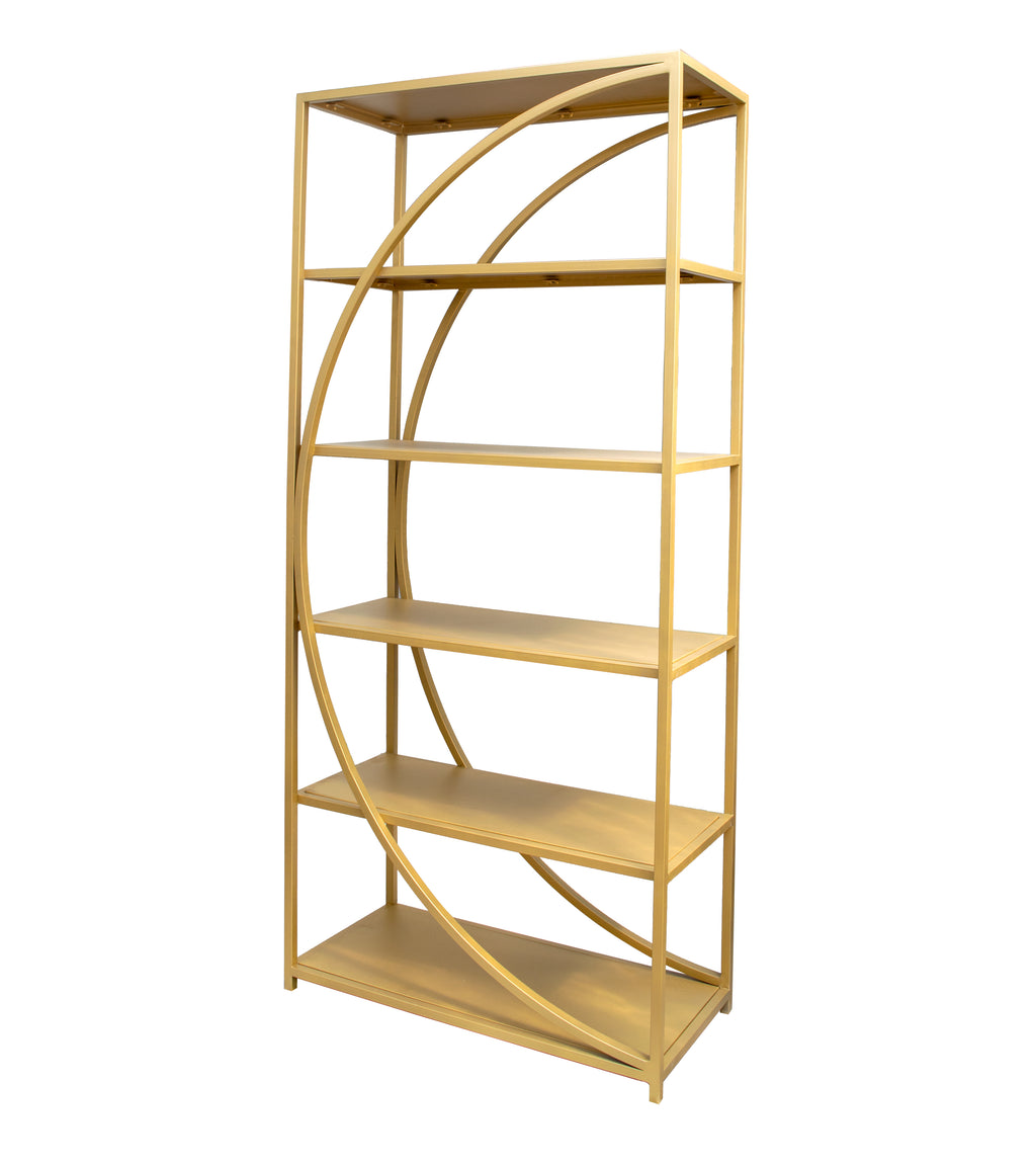 Timbertaste Metal  Purna Bookshelf Brass Finish With 6 Shelf Home Decor