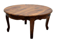 Timbertaste Sheesham Solid Wood CURVO Round Natural Teak Finish Coffee Center Table Teapoy, Sheesham wood coffee table, rosewood, center table, solid wood table, teapoy, fish tank stand Teak Finish