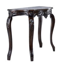 TimberTaste Veneer Top Teak Wood 1 Drawer CURVO Console Hall Table (Dark Walnut Finish) suitable for living room.