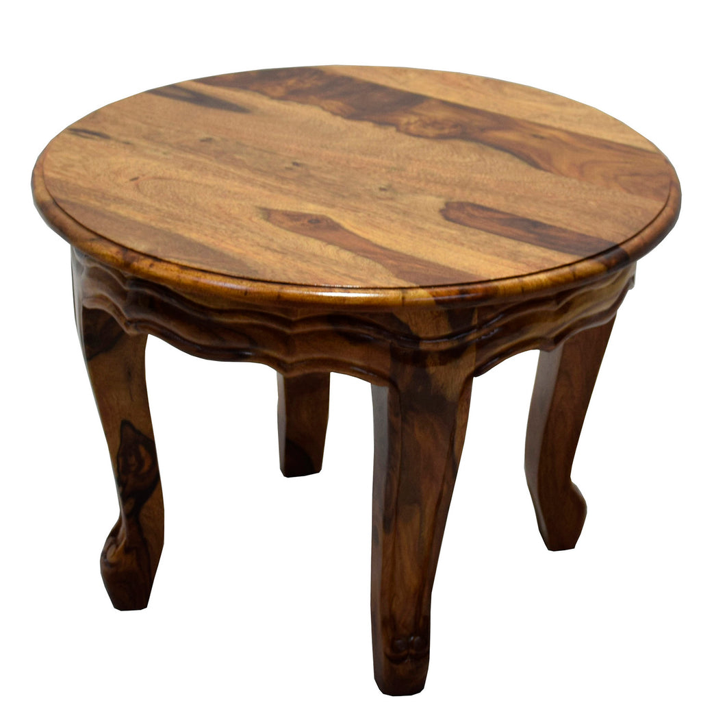 TimberTaste CURVO Solid Wood End Table in Natural Teek Finish, corner table, end table, accent table, solid wood table, telephone table, fish tank stand, wooden table, sofa table, bedside table,Teek Finish.