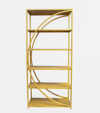 Timbertaste Metal  Ardha Bookshelf Brass Finish With 6 Shelf Home Decor