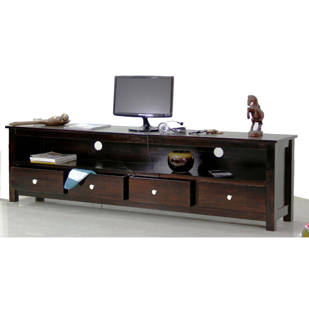 TimberTaste Solid Sheesham (Rosewood) Wood DOLLY 4 Draw TV Cabinet (Dark Walnut Finish)