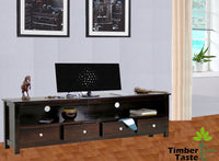 TimberTaste Solid Sheesham (Rosewood) Wood DOLLY 4 Draw TV Cabinet (Dark Walnut Finish)