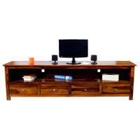 TimberTaste Solid Sheesham (Rosewood) Wood DOLLY 4 Draw TV Cabinet (Natural Teak Finish)