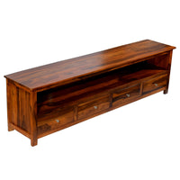 TimberTaste Solid Sheesham (Rosewood) Wood DOLLY 4 Draw TV Cabinet (Natural Teak Finish)