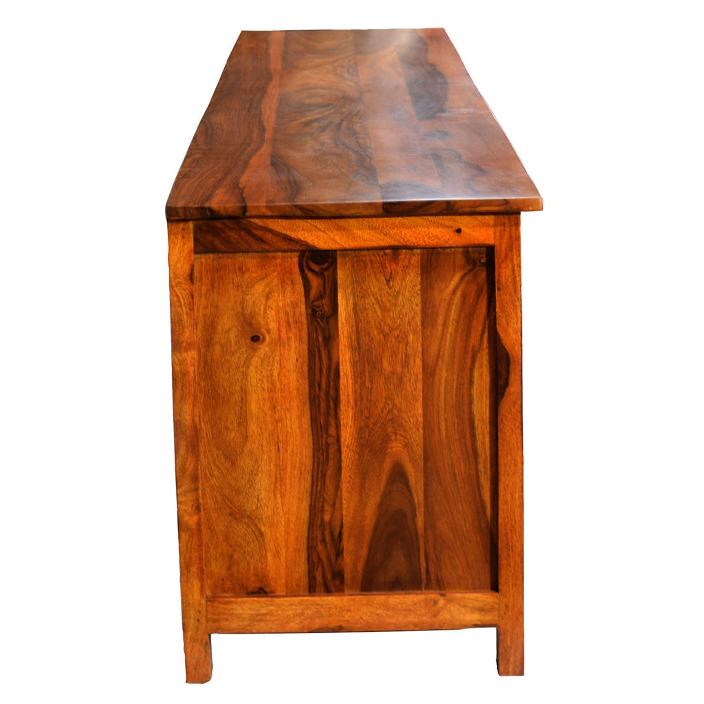 TimberTaste Solid Sheesham (Rosewood) Wood DOLLY 4 Draw TV Cabinet (Natural Teak Finish)