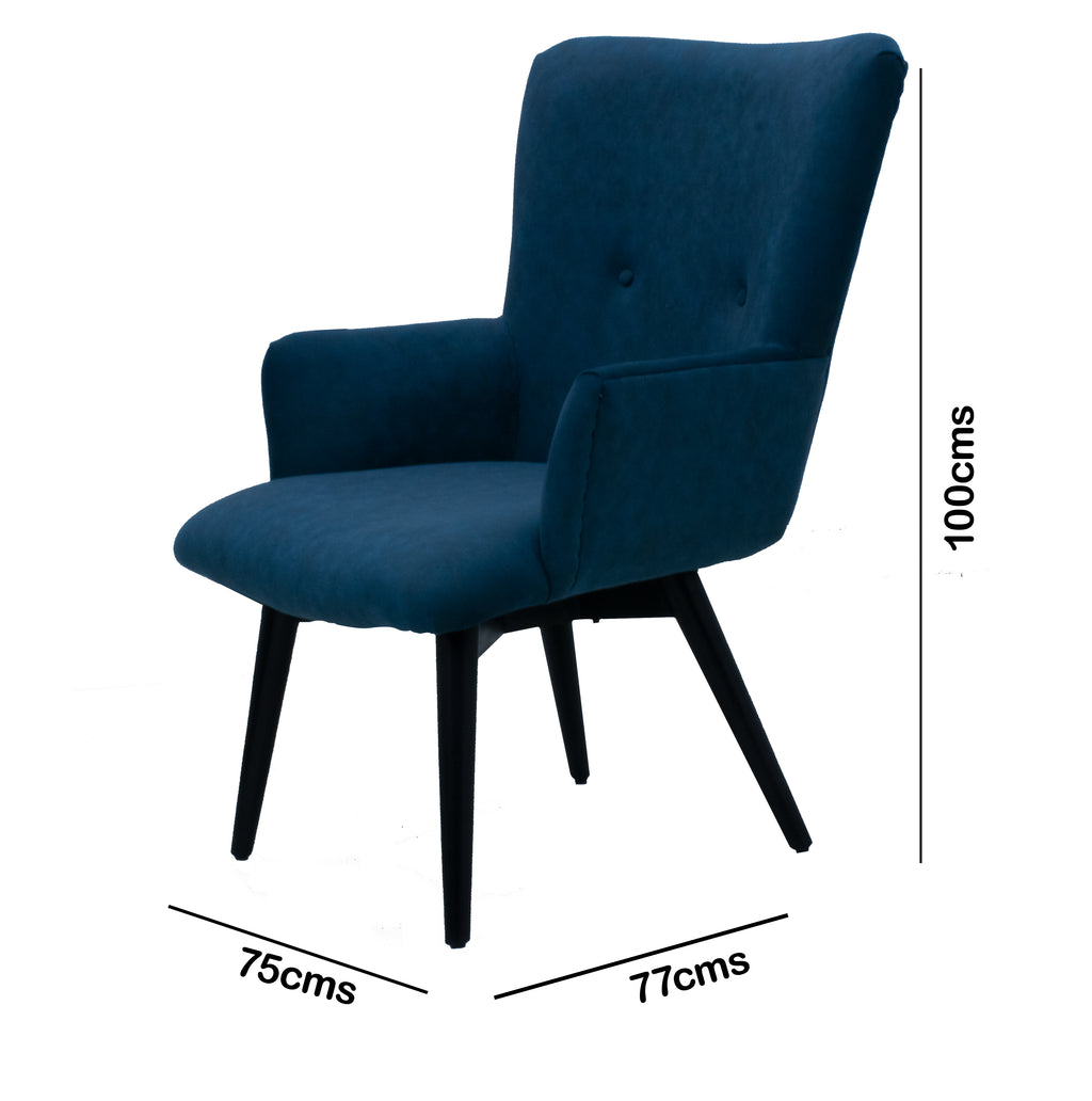Timbertaste Ditya Blue Upholstered Lounge Chair