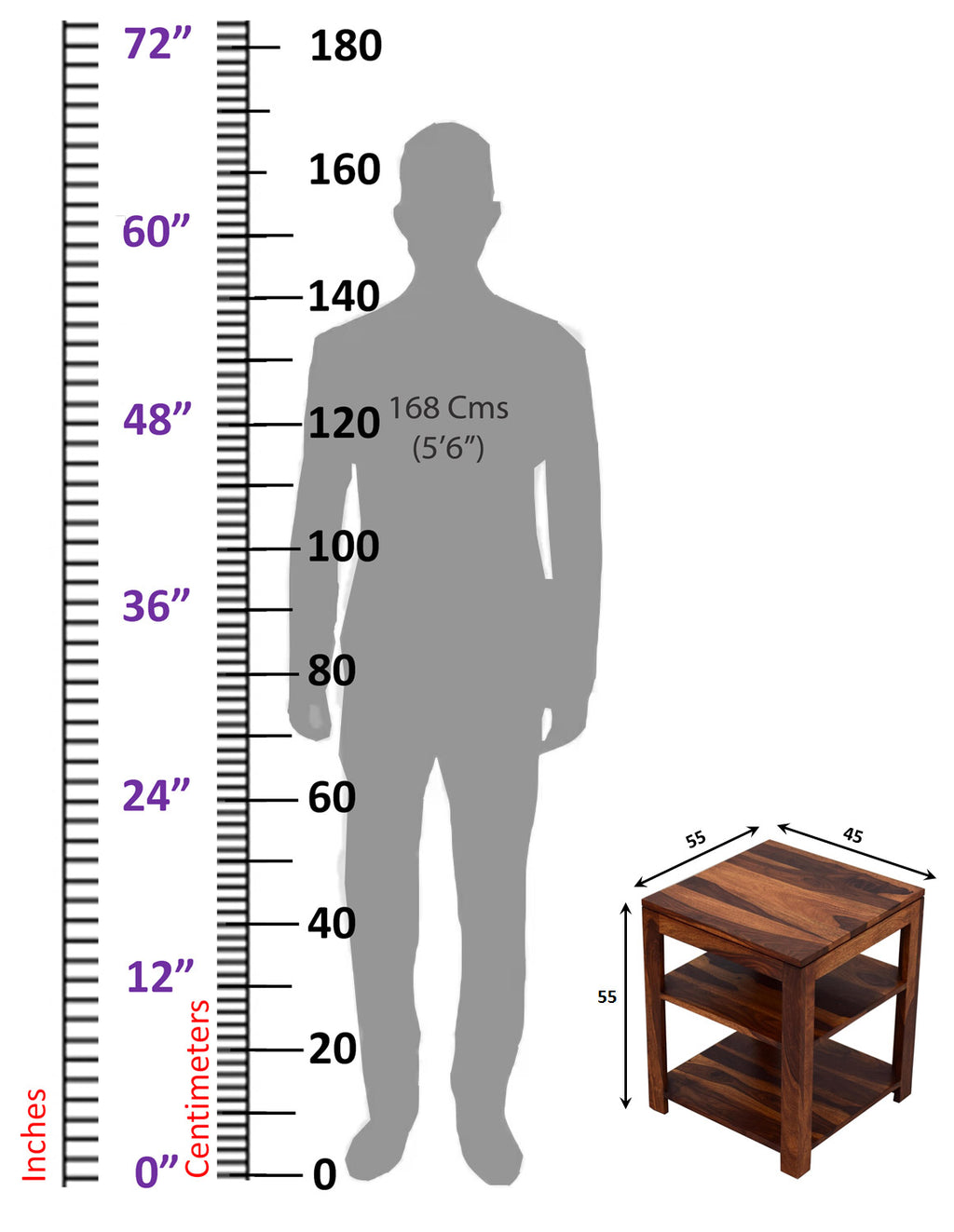 TimberTaste DUBLIN Solid Wood End Table in Natural Teek And Dark Walnut Finish, corner table, end table, accent table, solid wood table, telephone table, fish tank stand, wooden table, sofa table, bedside table,Teek Finish.