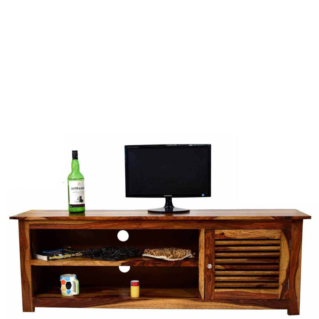 TimberTaste Sheesham Wood DYNA TV Cabinet Natural Teak Finish.