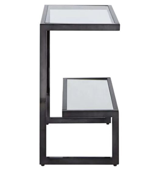 TimberTaste  Gavin Side Table with Glass in Black Finish for Living room and Bed room