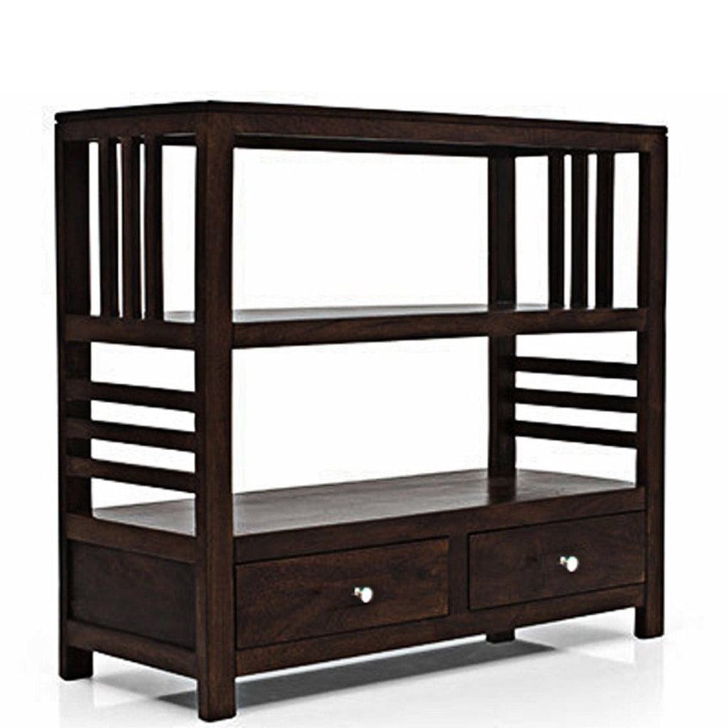 TimberTaste Sheesham Wood EVA book shelf show case (Dark Walnut Finish).