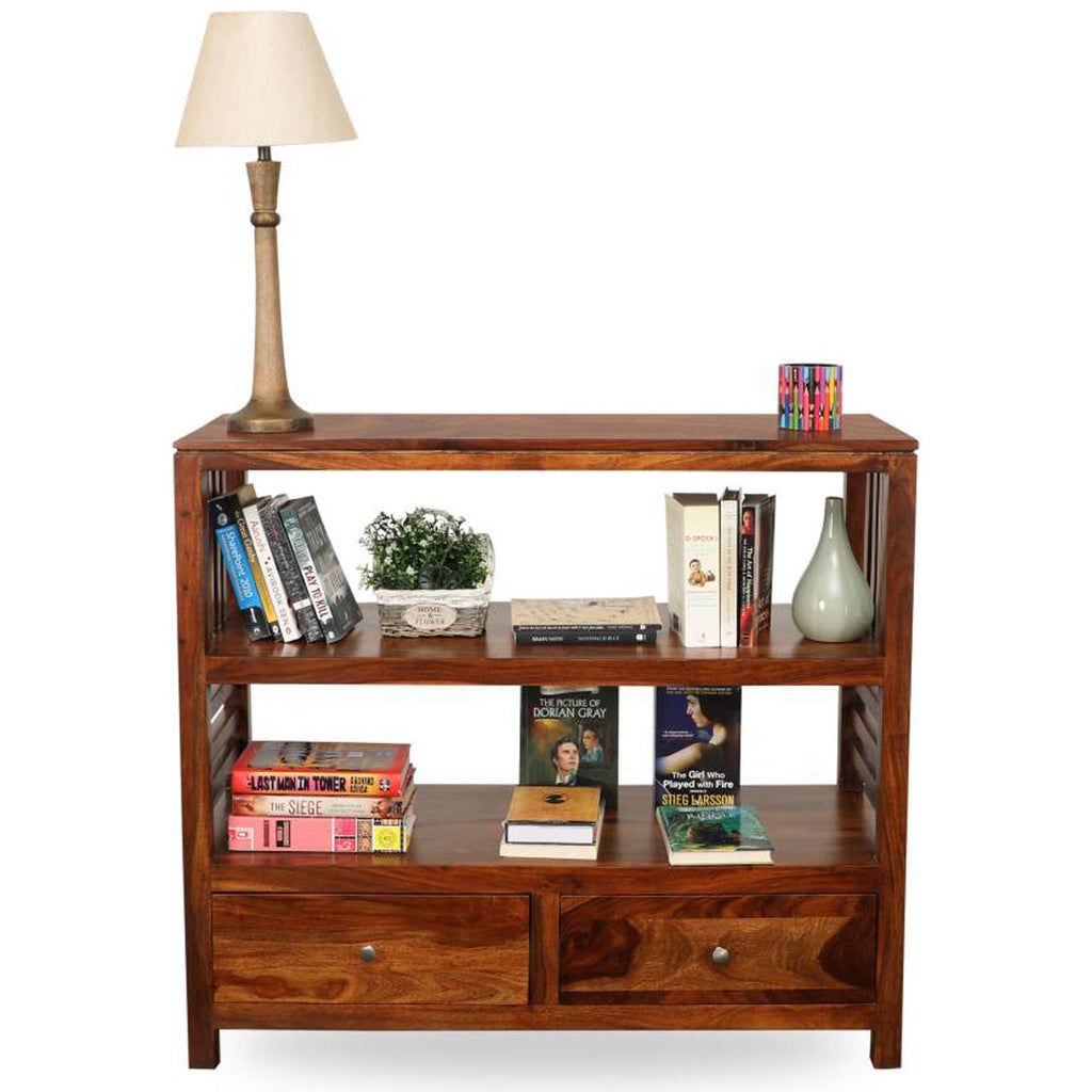 TimberTaste Sheesham Wood EVA book shelf show case (Natural Teak Finish).