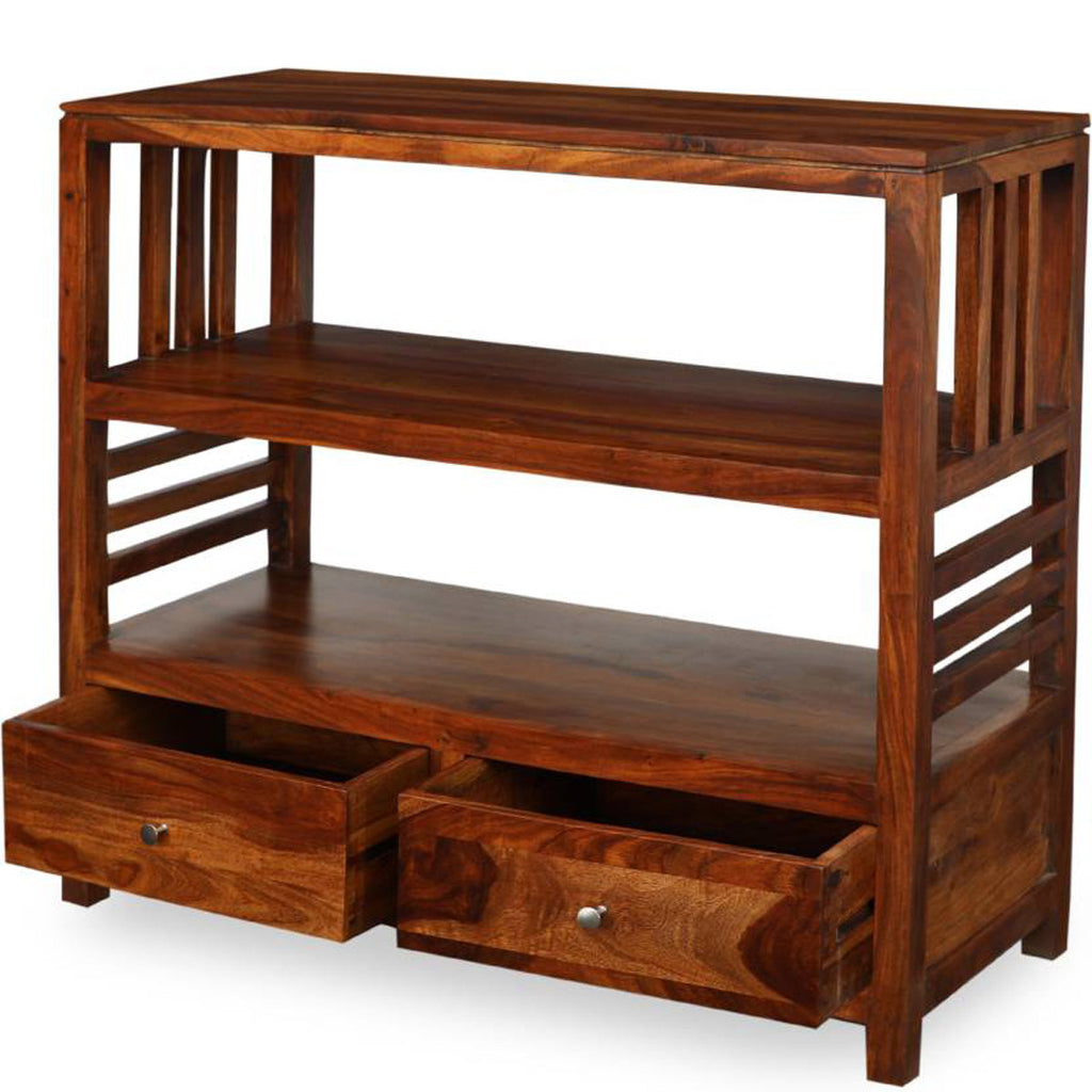 TimberTaste Sheesham Wood EVA book shelf show case (Natural Teak finish).