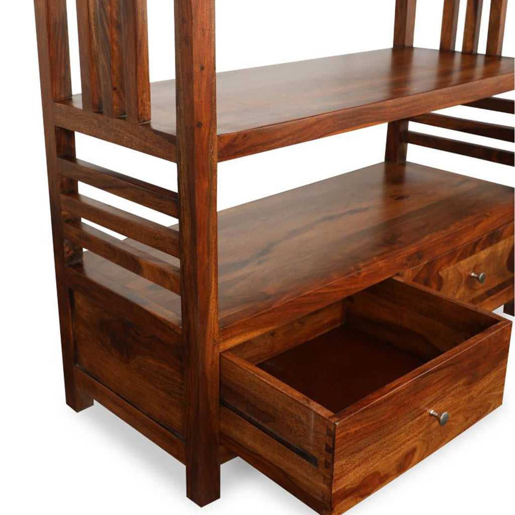 TimberTaste Sheesham Wood EVA book shelf show case (Natural Teak finish).