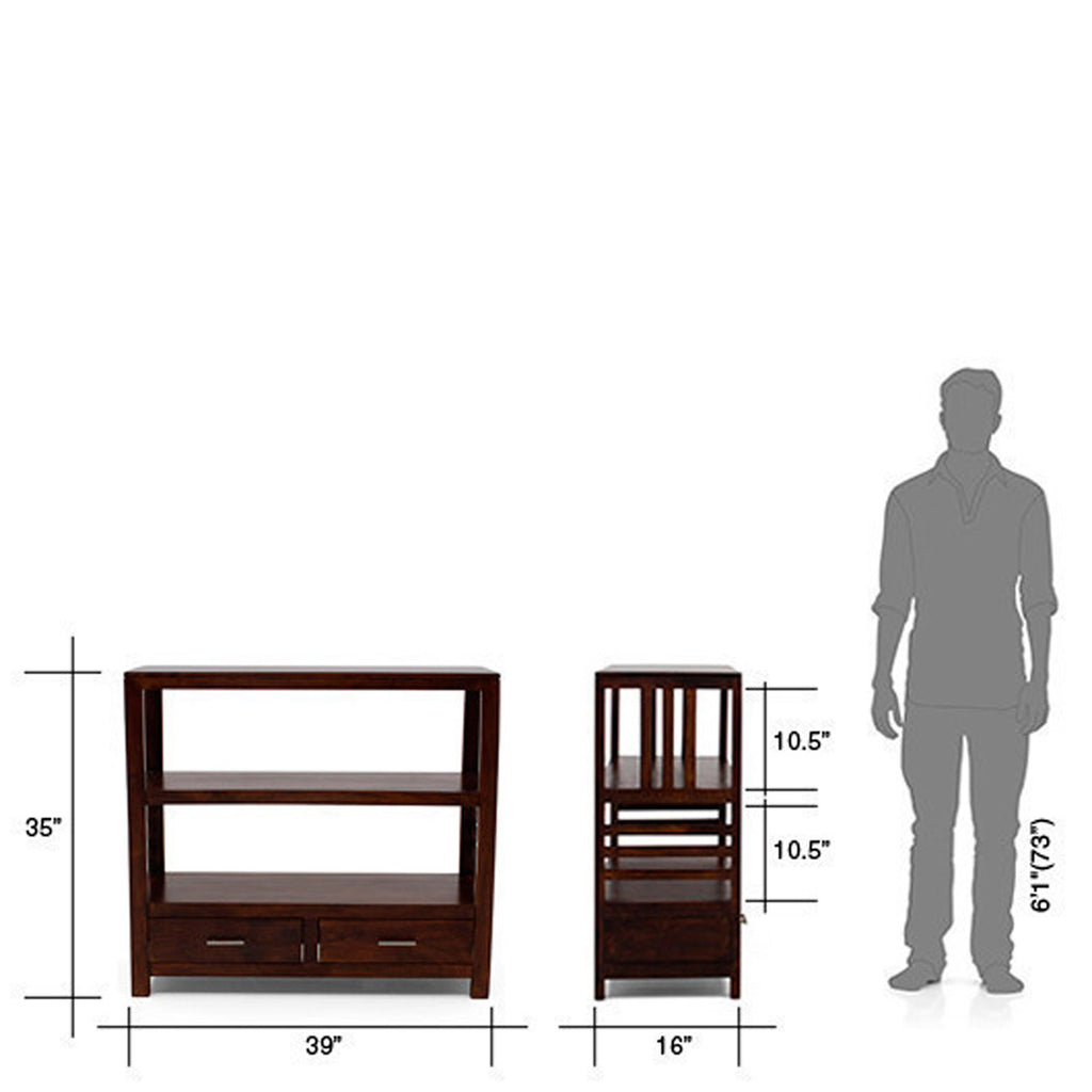 TimberTaste Sheesham Wood EVA book shelf show case (Natural Teak Finish).