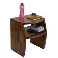 TimberTaste Sheesham Wood FANTA Side End Corner Table Natural Teak Finish