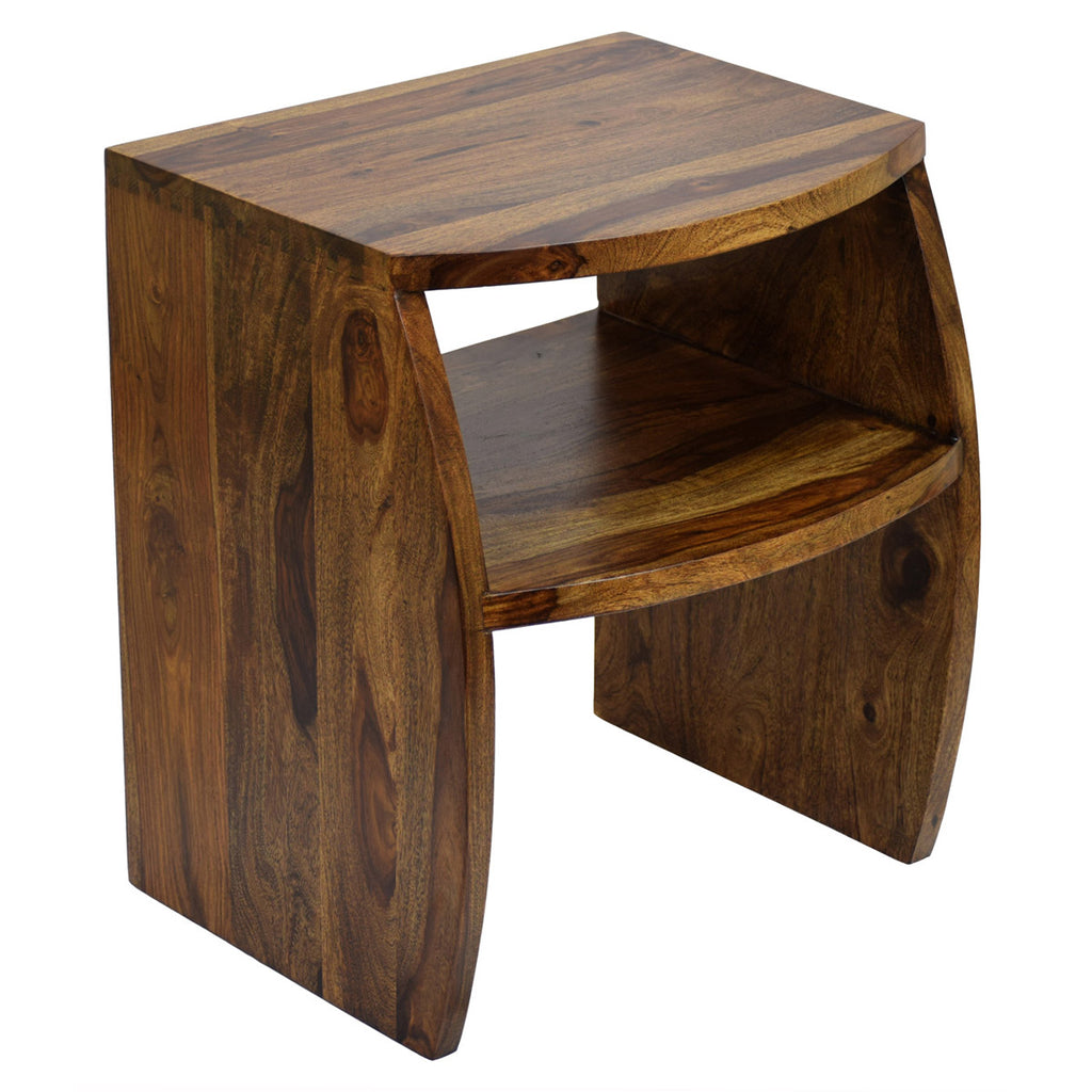 TimberTaste Sheesham Wood FANTA Side End Corner Table Natural Teak Finish