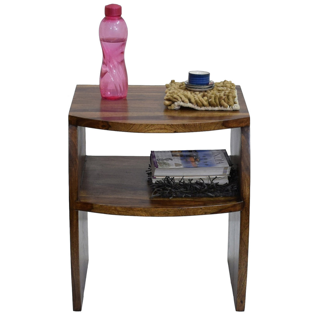 TimberTaste Sheesham Wood FANTA Side End Corner Table Natural Teak Finish