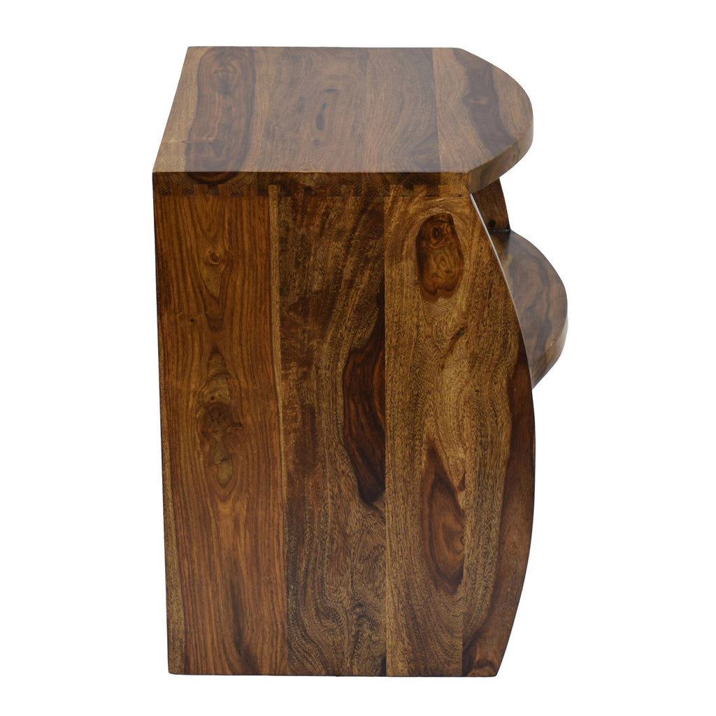 TimberTaste Sheesham Wood FANTA Side End Corner Table Natural Teak Finish
