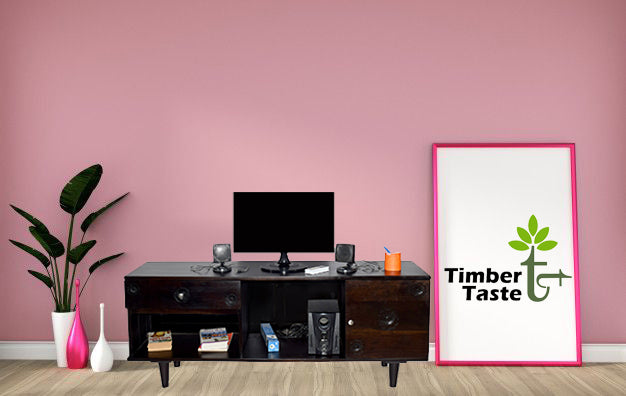 TimberTaste FLORA Solid Wood TV Entertainment Unit  (Finish Color - Dark Walnut)