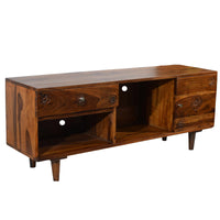 TimberTaste Sheesham Wood FLORA 1.4 Meter 1 Door 1 Draw TV Unit Cabinet Entertainment Stand (Natural teak Wood Finish)