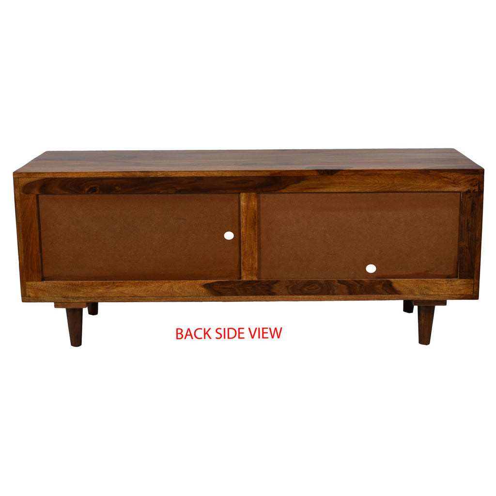 TimberTaste Sheesham Wood FLORA 1.4 Meter 1 Door 1 Draw TV Unit Cabinet Entertainment Stand (Natural teak Wood Finish)