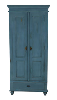 Timbertaste Nayeli Antique Blue Distressed Wardrobe With Mango Frame And Mdf Shelves For Bedroom | Home Furnishing