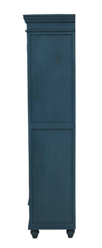 Timbertaste Nayeli Antique Blue Distressed Wardrobe With Mango Frame And Mdf Shelves For Bedroom | Home Furnishing